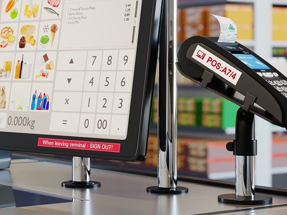 Brother P-touch durable labels attached to POS terminal and card reader